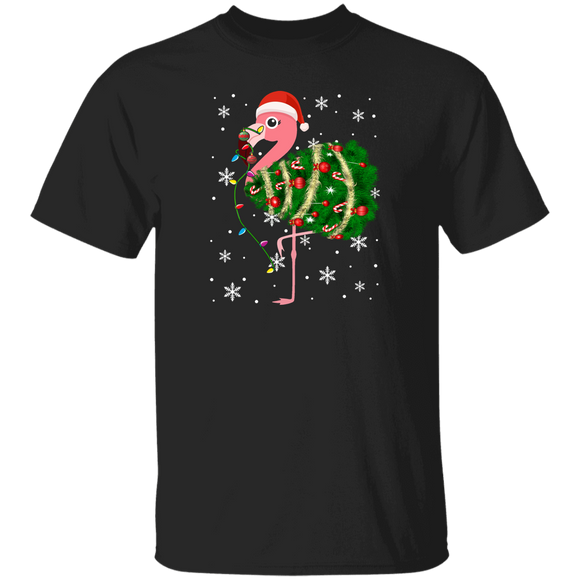 Christmas Flamingo Lover Shirt Flamingo Christmas Tree Funny Christmas Tree Flamingo Lover Gifts Christmas T-Shirt - Macnystore