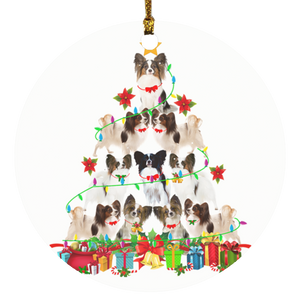 Christmas Ornament Papillon Dog Christmas Tree SUBORNC Circle Ornament - Macnystore