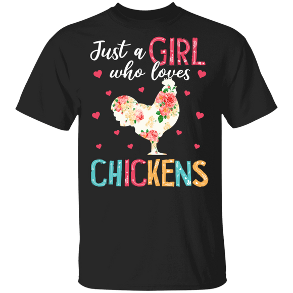 Cute Just A Girl Who Loves Chickens Flower T-Shirt - Macnystore