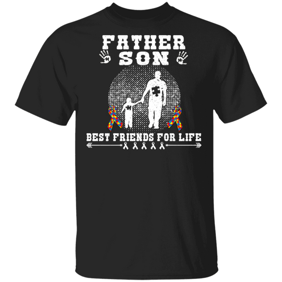 Father Son Best Friends For Life Cute Autism Awareness Month Autistic Children Autism Patient Kids Men Women Gifts T-Shirt - Macnystore