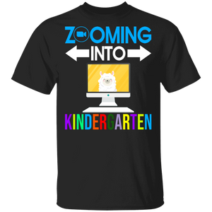 Zooming Into Kindergarten Funny Llama Back To School Student Gifts T-Shirt - Macnystore