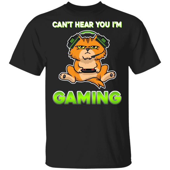 Cat Gamer Shirt Can't Hear You I'm Gaming Funny Angry Cat Gamer Video Game Lover Gifts T-Shirt - Macnystore