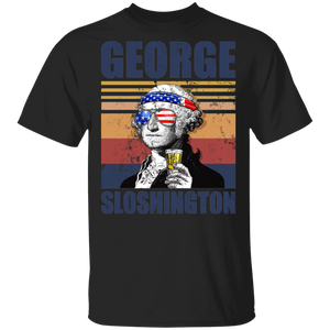 Vintage George Sloshington American Flag George Washington Drinking July 4 Shirt T-Shirt - Macnystore