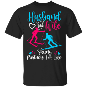 Husband And Wife Skiing Partners For Life Skiing Lover Cool Couple Family Gifts.png T-Shirt - Macnystore