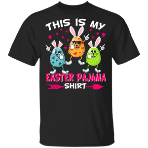 This Is My Easter Pajama Shirt Funny Rabbit Dabbing Easter Eggs Matching Shirt For Kids Men Women Christian Gifts T-Shirt - Macnystore