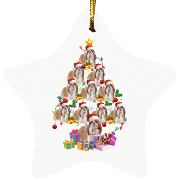StarOrnament_ArtTemplate_ Shih Tzu Christmas Tree Santa Dog Christmas Tree Christmas Lights SUBORNS Star Ornament