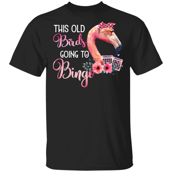 This Old Birds Going To Bingo Cute Flamingo Wearing Headband Shirt Matching Bingo Game Lover Player Mother's Day Gifts T-Shirt - Macnystore