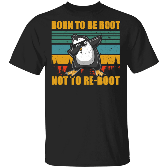 Penguin Lover Shirt Vintage Retro Penguins Born To Be Root Not To Re-boot Funny Penguin Lover Gifts T-Shirt - Macnystore