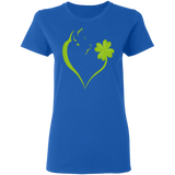 Dabbing Shamrock Dog Heart St Patrick's Day Irish Gifts Ladies T-Shirt - Macnystore