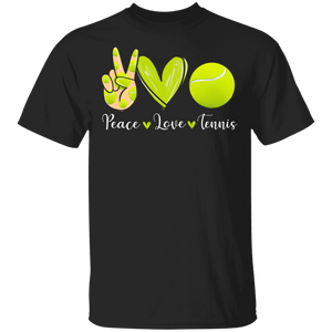 Peace Love Tennis Cute Victory Hand Emoji Heart Tennis Shirt Matching Tennis Player Lover Gifts T-Shirt - Macnystore