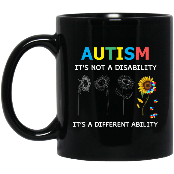 Autism It's Not A Disability It's A Different Ability Sunflower Mug - Macnystore
