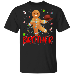 Christmas Gingerbread Shirt Brother Cute Christmas Lights Brother Gingerbread Lover Matching Pajamas For Family Gifts T-Shirt - Macnystore