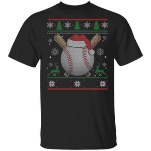 Christmas Sport Shirt Baseball With Santa Hat Funny Christmas Baseball Player Lover Gifts Christmas T-Shirt - Macnystore
