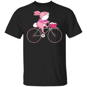 Bunny Riding Bicycle Easter Eggs Funny Easter Gifts T-Shirt - Macnystore