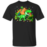 Leprechaun Cat Riding T-rex Funny St Patrick's Day Gifts T-Shirt - Macnystore