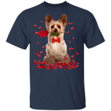 Yorkshire Terrier Rose Flower Funny Yorkshire Terrier Dog Lover Owner Couple Husband Wife Fiance Fiancee Girlfriend Boyfriend Valentine Gifts T-Shirt - Macnystore