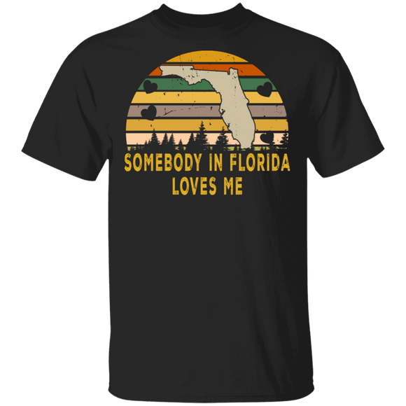 Vintage Retro Somebody in Florida Loves Me State Home Love T-Shirt - Macnystore