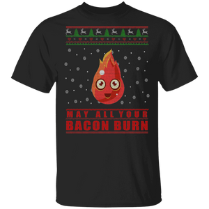 Christmas Bacon Shirt May All Your Bacon Burn Ugly Funny Christmas Sweater Bacon Lover Gifts T-Shirt - Macnystore