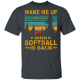 Vintage Square Wake Me Up When Softball Is Back Funny Softball Shirt Matching Softball Player Lover Gifts T-Shirt - Macnystore