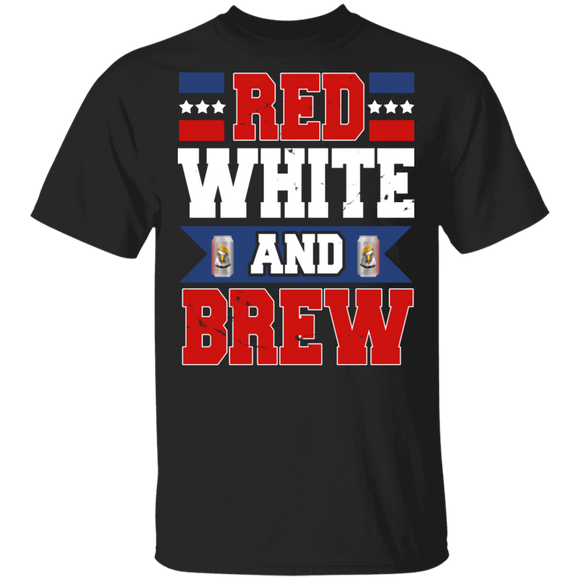 Red White And Brew Matching Brew Beer Lover 4th Of July Independence Day Gifts T-Shirt - Macnystore