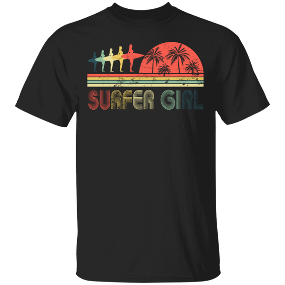 Vintage Retro Surfer Girl Cool Surfing Girl Matching Woman Surfing Lover Fans Surfer Gifts T-Shirt - Macnystore