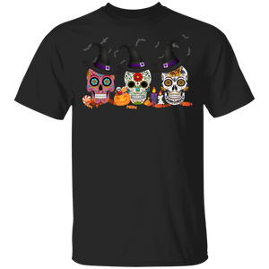 Funny Witch Sugar Skull Matching Pumpkin Halloween Gifts T-Shirt - Macnystore