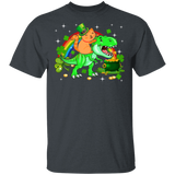 Leprechaun Cat Riding T-rex Funny St Patrick's Day Gifts T-Shirt - Macnystore