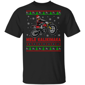 Christmas Biker Shirt Mele Kalikimaka Ugly Funny Christmas Sweater Santa Biking Biker Hawaii Lover Gifts T-Shirt - Macnystore