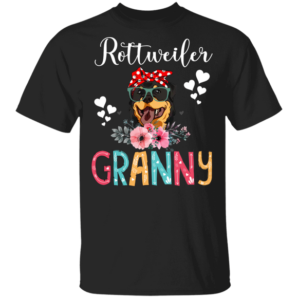 Rottweiler Granny Puppy Mom Dog Granny Lover Floral T-Shirt - Macnystore