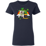 Leprechaun English Bulldog Dog Lover St Patrick's Day Gifts Ladies T-Shirt - Macnystore