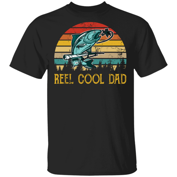 Vintage Retro Reel Cool Dad Cool Fishing Dad Father Day Fisher T-Shirt - Macnystore
