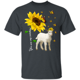 You Are My Sunshine Cute Butterflies Sunflower Goat Shirt Matching Goat Lover Fans Farmer Rancher Gifts T-Shirt - Macnystore