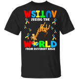 Autism Seeing The World From Different Angel Cute Giraffe Awesome Autism Awareness Autistic Children Autism Patient Kids Women Men Gifts Youth T-Shirt - Macnystore