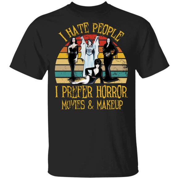 I Hate People I Prefer Horror Movies And Makeup Cool Vintage Retro Women Gifts T-Shirt - Macnystore