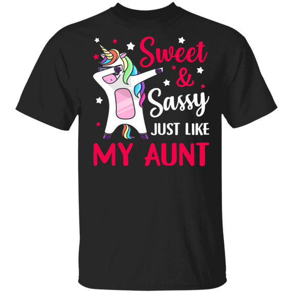 Sweet And Sassy Just Like My Aunt Funny Unicorn Matching Family Gifts T-Shirt - Macnystore