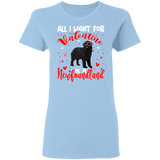 All I Want For Valentine Is A Newfoundland Dog Pet Lover Matching Shirts For Couples Boys Girl Women Personalized Valentine Ladies T-Shirt - Macnystore