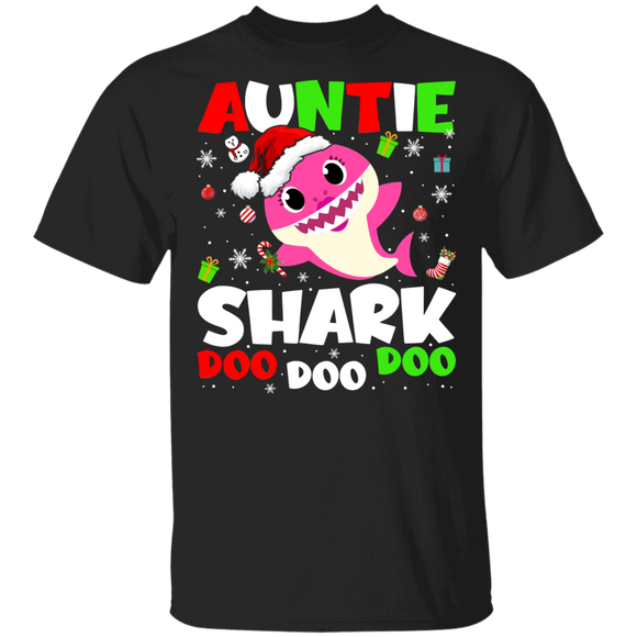 Christmas Shark Lover Shirt Auntie Shark Doo Doo Doo Funny Christmas Santa Shark Kids Video Baby Matching Family Gifts T-Shirt - Macnystore