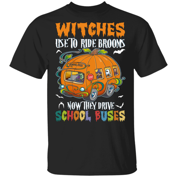 Halloween Bus Driver Shirt Witches Use To Ride Brooms Now They Drive School Bus Cool Halloween Witch T-Shirt - Macnystore