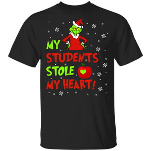Christmas Movie Lover Shirt My Students Stole My Heart Funny Christmas Grinches Movie Lover Gifts Christmas T-Shirt - Macnystore
