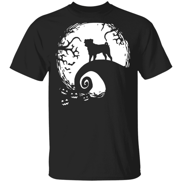 Funny Pug on the Moon Halloween T-Shirt - Macnystore