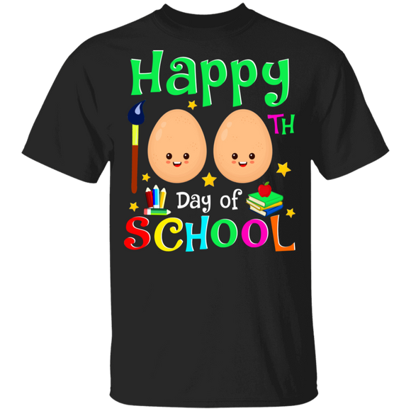 Happy 100th Day Of School Eggs Lover Kids Kindergarten Elementary Student Teacher Gifts Youth T-Shirt - Macnystore