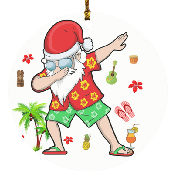 Christmas Ornament Dabbing Santa Christmas Summer Tropical Hawaiian Santa Dabbing Ornament Xmas - Macnystore