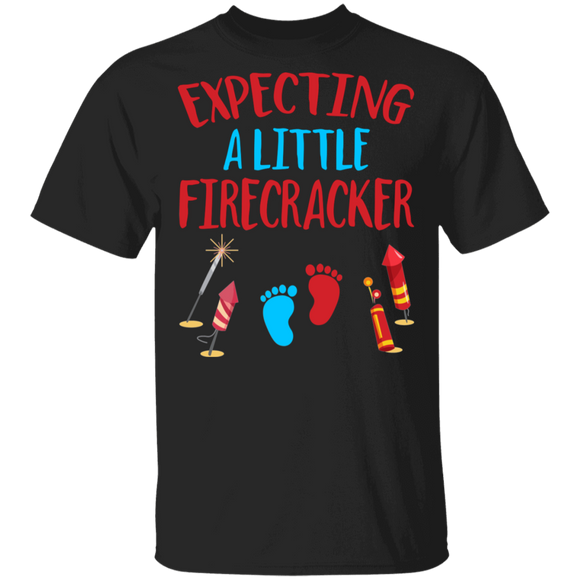 Expecting A Little Firecracker Pregnancy Announcement 4th Of July Gifts T-Shirt - Macnystore