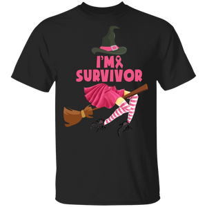 I'm A Survive Cool Breast Cancer Awareness Witch Halloween Gifts T-Shirt - Macnystore