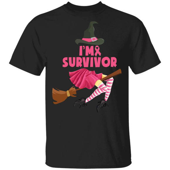 I'm A Survive Cool Breast Cancer Awareness Witch Halloween Gifts T-Shirt - Macnystore