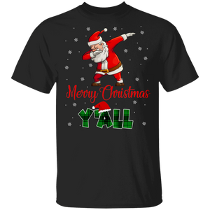 Christmas Santa Dabbing Shirt Merry Christmas Y'All Funny Christmas Santa Dabbing Green Day Plaid Lover Gifts T-Shirt - Macnystore
