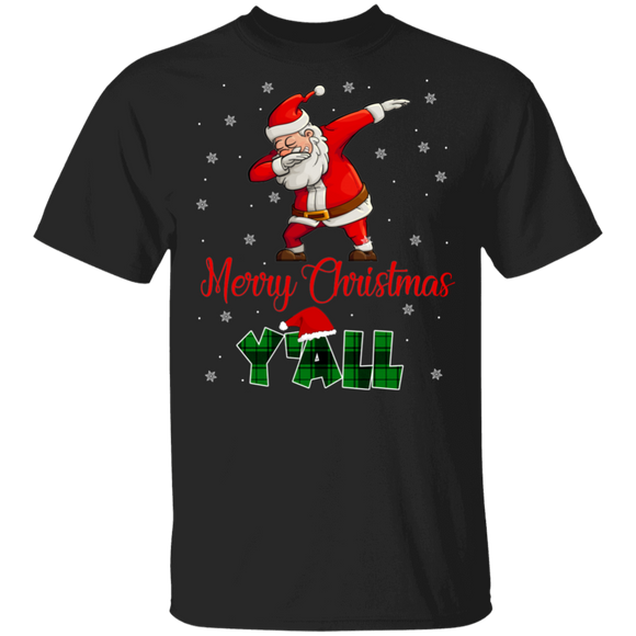 Christmas Santa Dabbing Shirt Merry Christmas Y'All Funny Christmas Santa Dabbing Green Day Plaid Lover Gifts T-Shirt - Macnystore