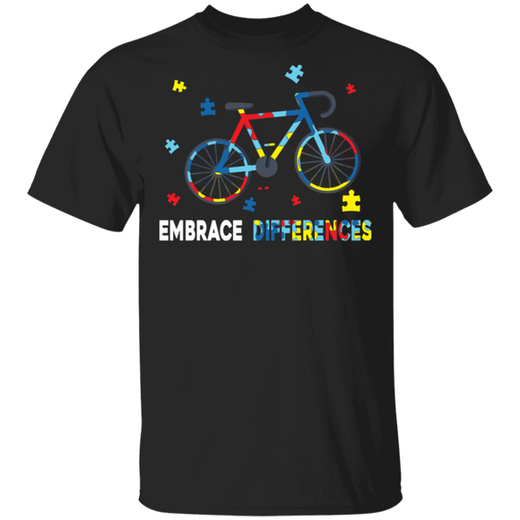 Embrace Differences Bicycle Cute Autism Awareness Cyclist Gift T-Shirt - Macnystore