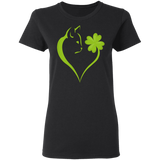 Dabbing Shamrock Cat Heart St Patrick's Day Irish Gifts Ladies T-Shirt - Macnystore