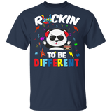 Rockin' To Be Different Tune Panda Autism Awareness Guitar Gifts T-Shirt - Macnystore